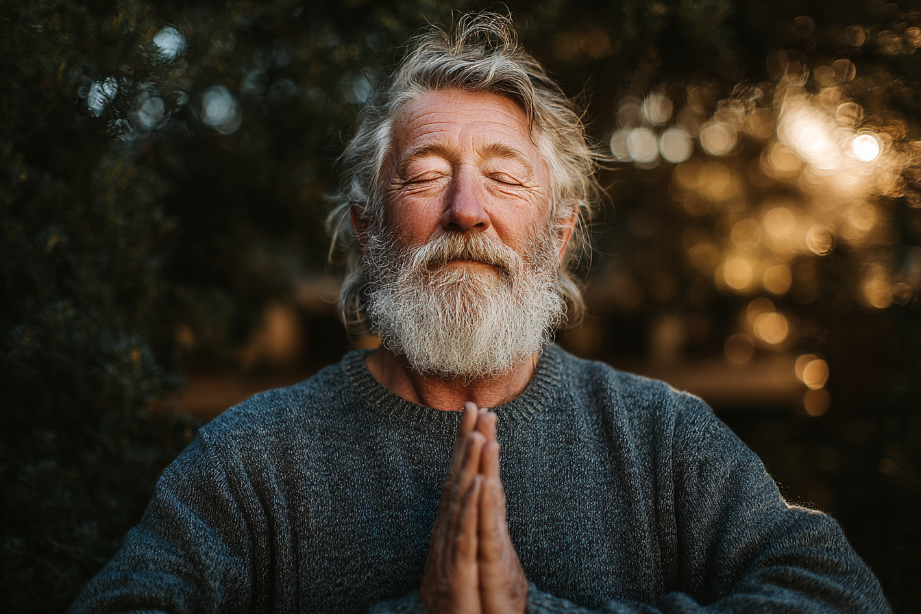 Група щасливих людей зрілого віку після заняття йогою